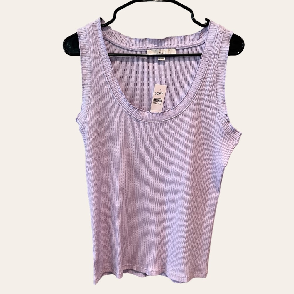 Loft | Lilac Purple Ruffle Tank Top | Size L | NWT